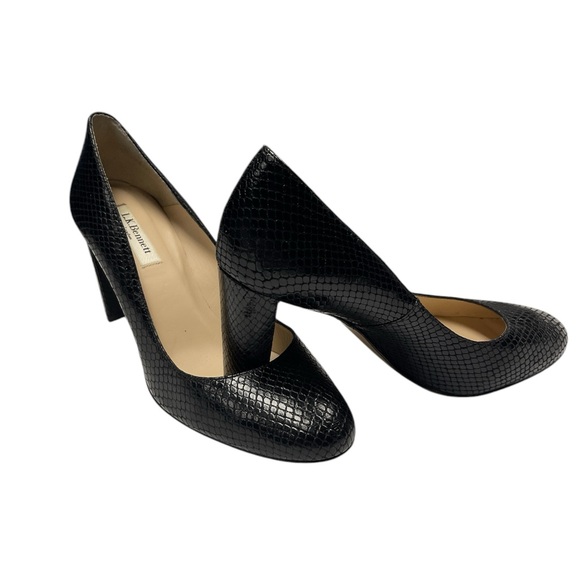EUC L.K. Bennett Marcella Pumps Black Snake Effect Size 39.5 / US 8.5M - Picture 7 of 9